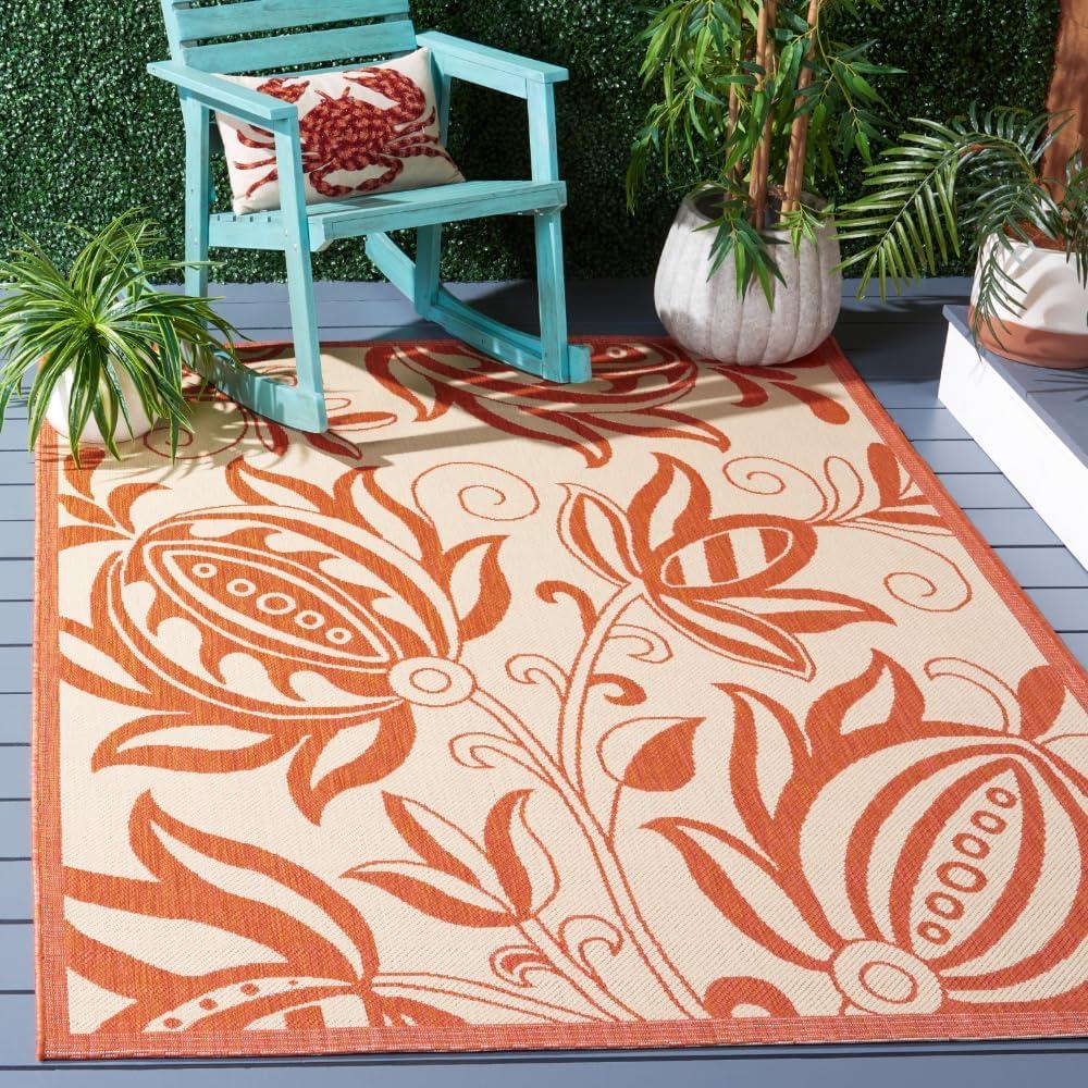 image:imageSAFAVIEH Washable Rug Outdoor Courtyard Collection 53 x 77 Chocolate amp Natural NonShedding amp Easy Cleaning Ideal for Patio Backyard Mudroom CY29613409NaturalTerra