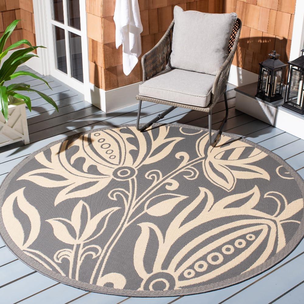 image:imageSAFAVIEH Washable Rug Outdoor Courtyard Collection 53 x 77 Chocolate amp Natural NonShedding amp Easy Cleaning Ideal for Patio Backyard Mudroom CY29613409GreyNatural