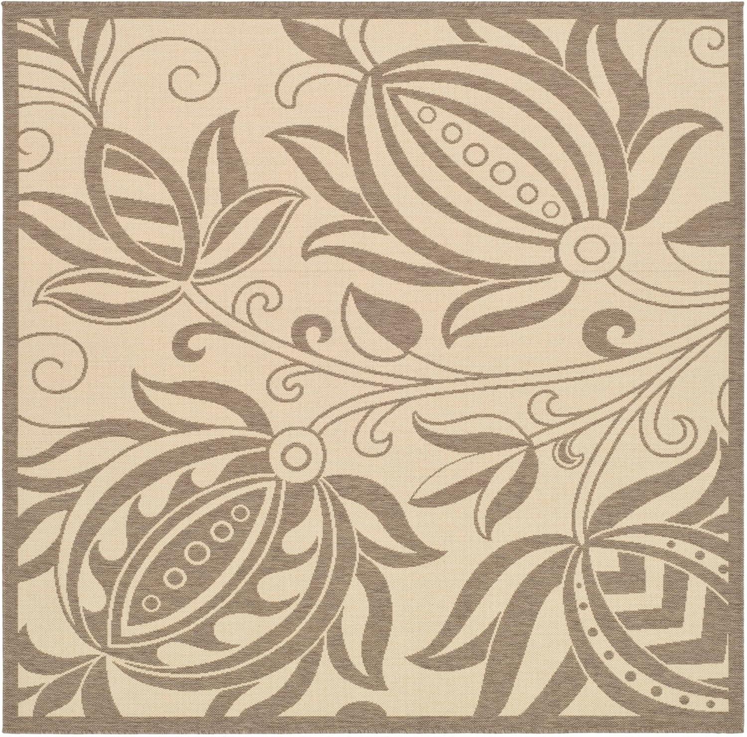 image:imageSAFAVIEH Washable Rug Outdoor Courtyard Collection 53 x 77 Chocolate amp Natural NonShedding amp Easy Cleaning Ideal for Patio Backyard Mudroom CY29613409NaturalBrown
