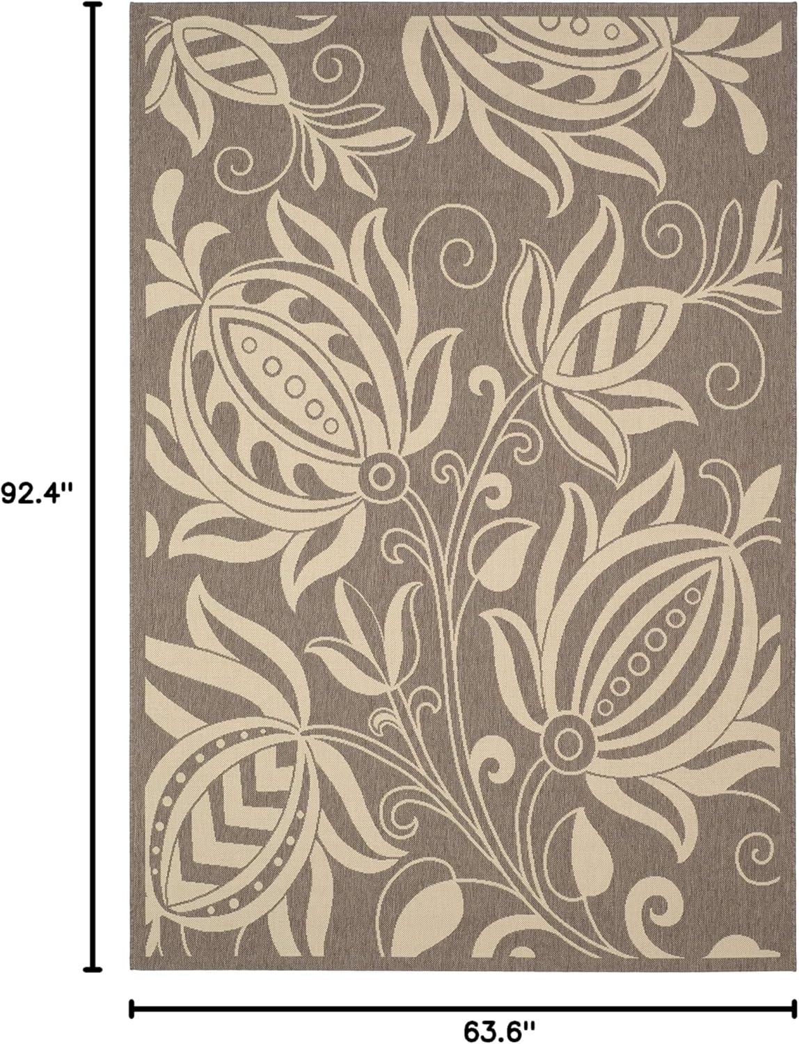 image:imageSAFAVIEH Washable Rug Outdoor Courtyard Collection 53 x 77 Chocolate amp Natural NonShedding amp Easy Cleaning Ideal for Patio Backyard Mudroom CY29613409BrownNatural