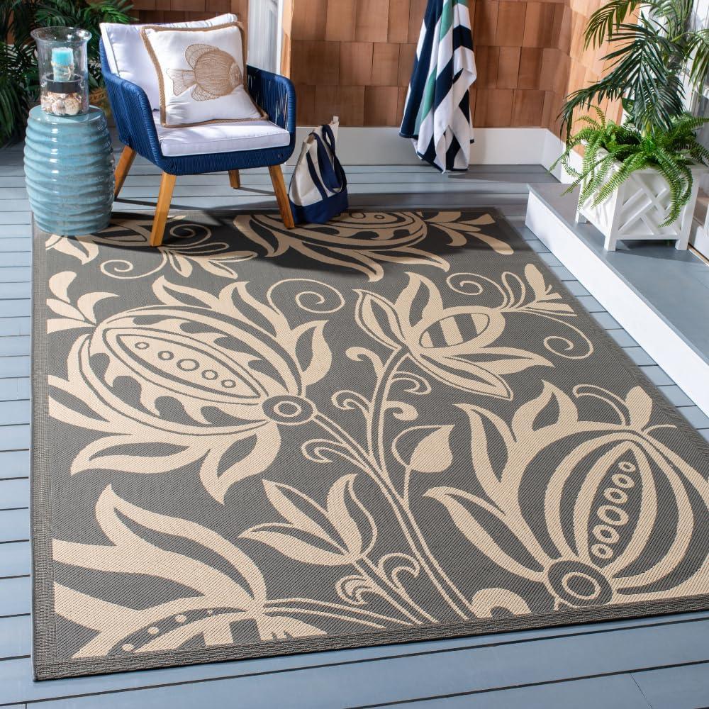 image:imageSAFAVIEH Washable Rug Outdoor Courtyard Collection 53 x 77 Chocolate amp Natural NonShedding amp Easy Cleaning Ideal for Patio Backyard Mudroom CY29613409GreyNatural