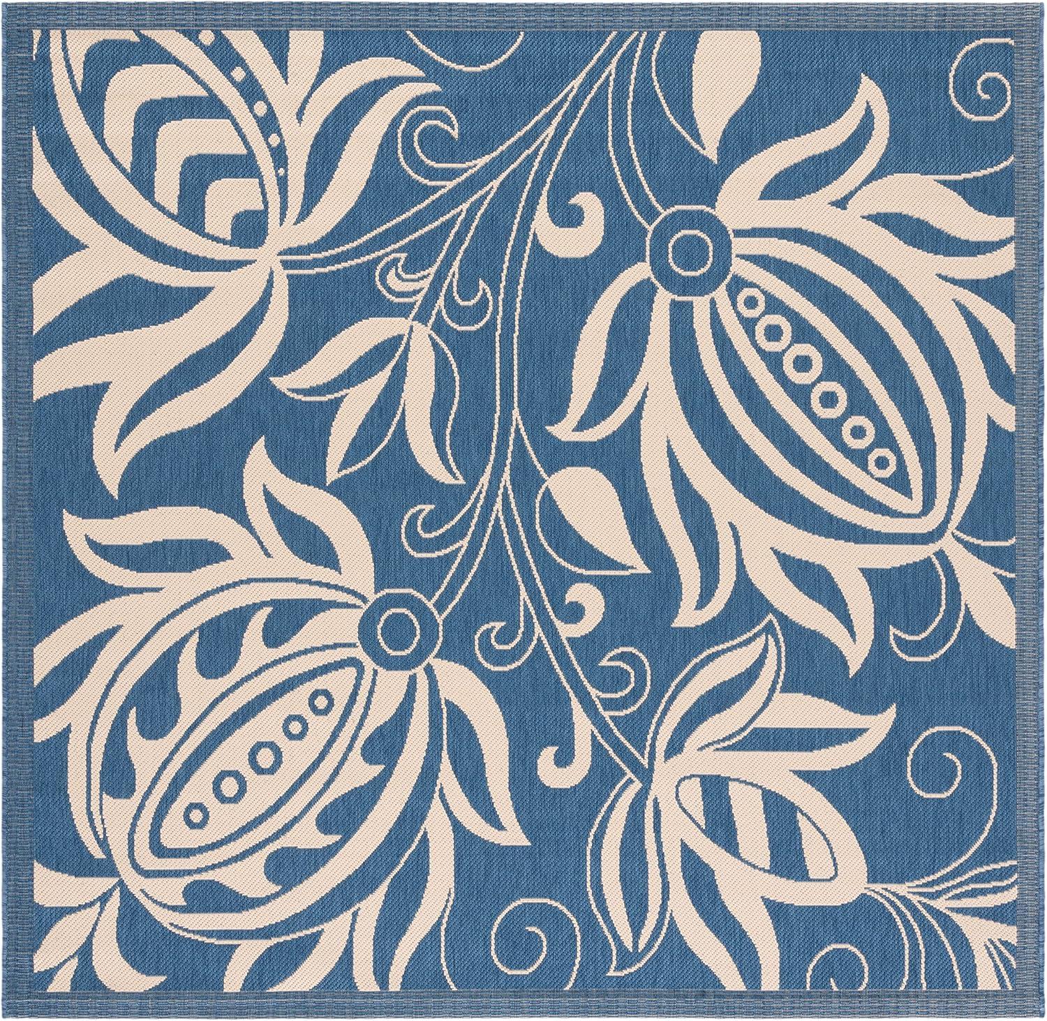 image:imageSAFAVIEH Washable Rug Outdoor Courtyard Collection 53 x 77 Chocolate amp Natural NonShedding amp Easy Cleaning Ideal for Patio Backyard Mudroom CY29613409BlueNatural