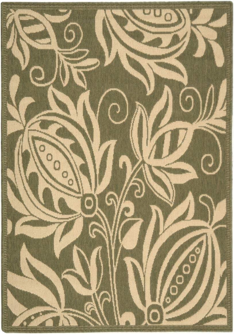 image:imageSAFAVIEH Washable Rug Outdoor Courtyard Collection 53 x 77 Chocolate amp Natural NonShedding amp Easy Cleaning Ideal for Patio Backyard Mudroom CY29613409OliveNatural