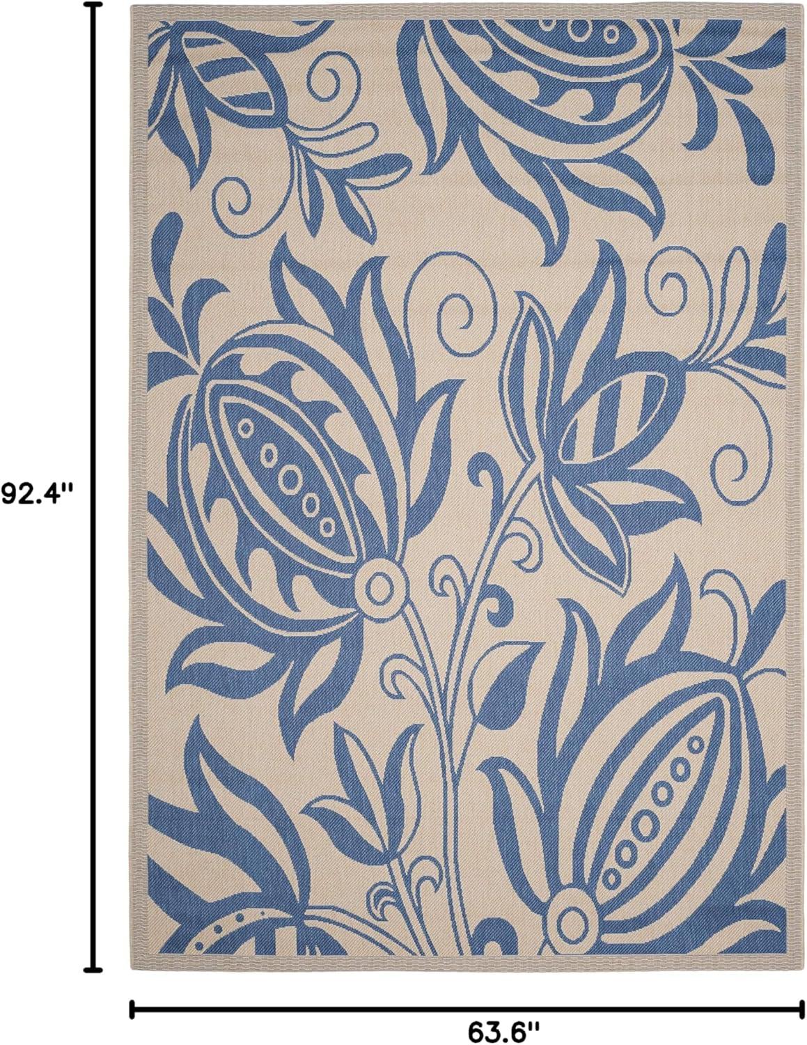 image:imageSAFAVIEH Washable Rug Outdoor Courtyard Collection 53 x 77 Chocolate amp Natural NonShedding amp Easy Cleaning Ideal for Patio Backyard Mudroom CY29613409NaturalBlue