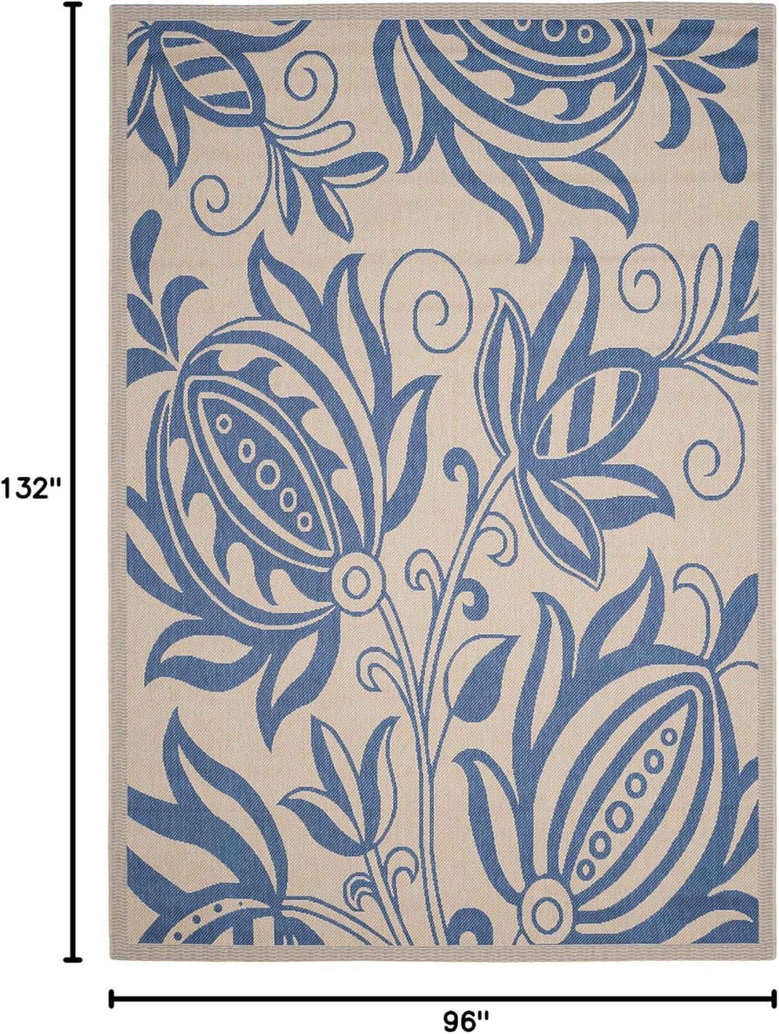 image:imageSAFAVIEH Washable Rug Outdoor Courtyard Collection 53 x 77 Chocolate amp Natural NonShedding amp Easy Cleaning Ideal for Patio Backyard Mudroom CY29613409NaturalBlue