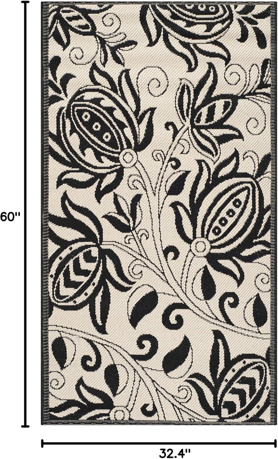 image:imageSAFAVIEH Washable Rug Outdoor Courtyard Collection 53 x 77 Chocolate amp Natural NonShedding amp Easy Cleaning Ideal for Patio Backyard Mudroom CY29613409SandBlack
