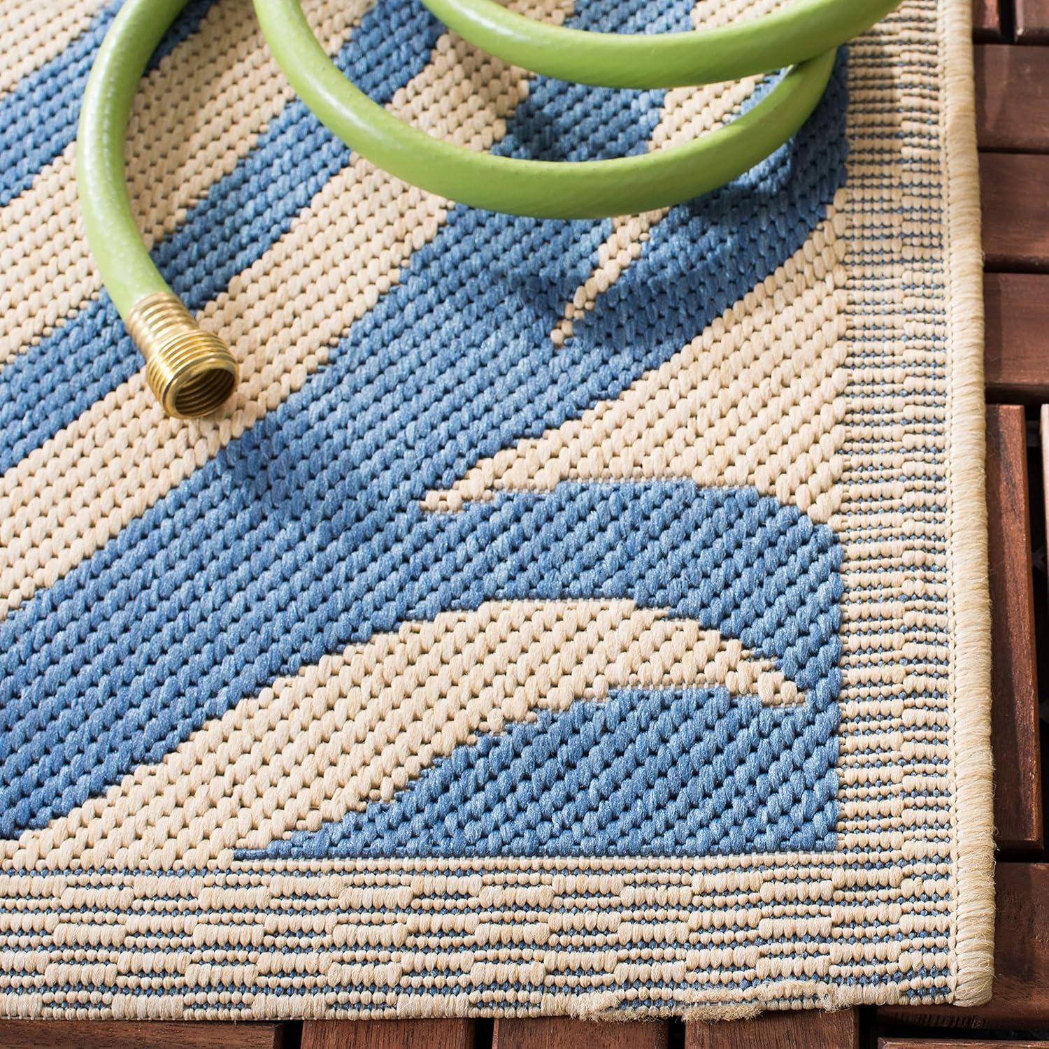 image:imageSAFAVIEH Washable Rug Outdoor Courtyard Collection 53 x 77 Chocolate amp Natural NonShedding amp Easy Cleaning Ideal for Patio Backyard Mudroom CY29613409NaturalBlue