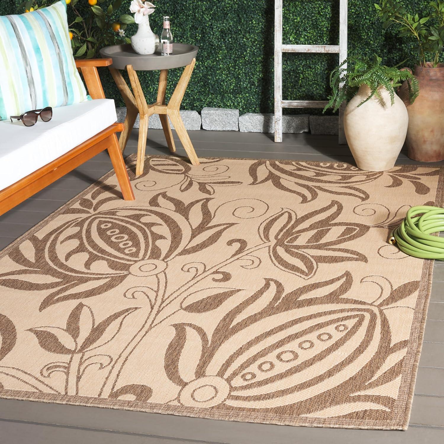 image:imageSAFAVIEH Washable Rug Outdoor Courtyard Collection 53 x 77 Chocolate amp Natural NonShedding amp Easy Cleaning Ideal for Patio Backyard Mudroom CY29613409NaturalBrown