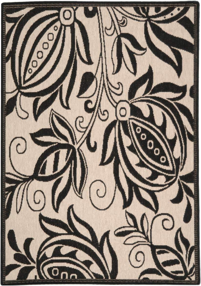 image:imageSAFAVIEH Washable Rug Outdoor Courtyard Collection 53 x 77 Chocolate amp Natural NonShedding amp Easy Cleaning Ideal for Patio Backyard Mudroom CY29613409SandBlack