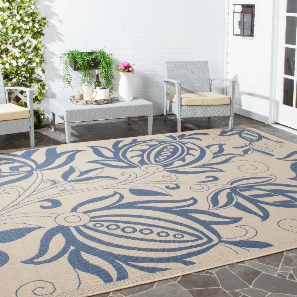 image:imageSAFAVIEH Washable Rug Outdoor Courtyard Collection 53 x 77 Chocolate amp Natural NonShedding amp Easy Cleaning Ideal for Patio Backyard Mudroom CY29613409NaturalBlue