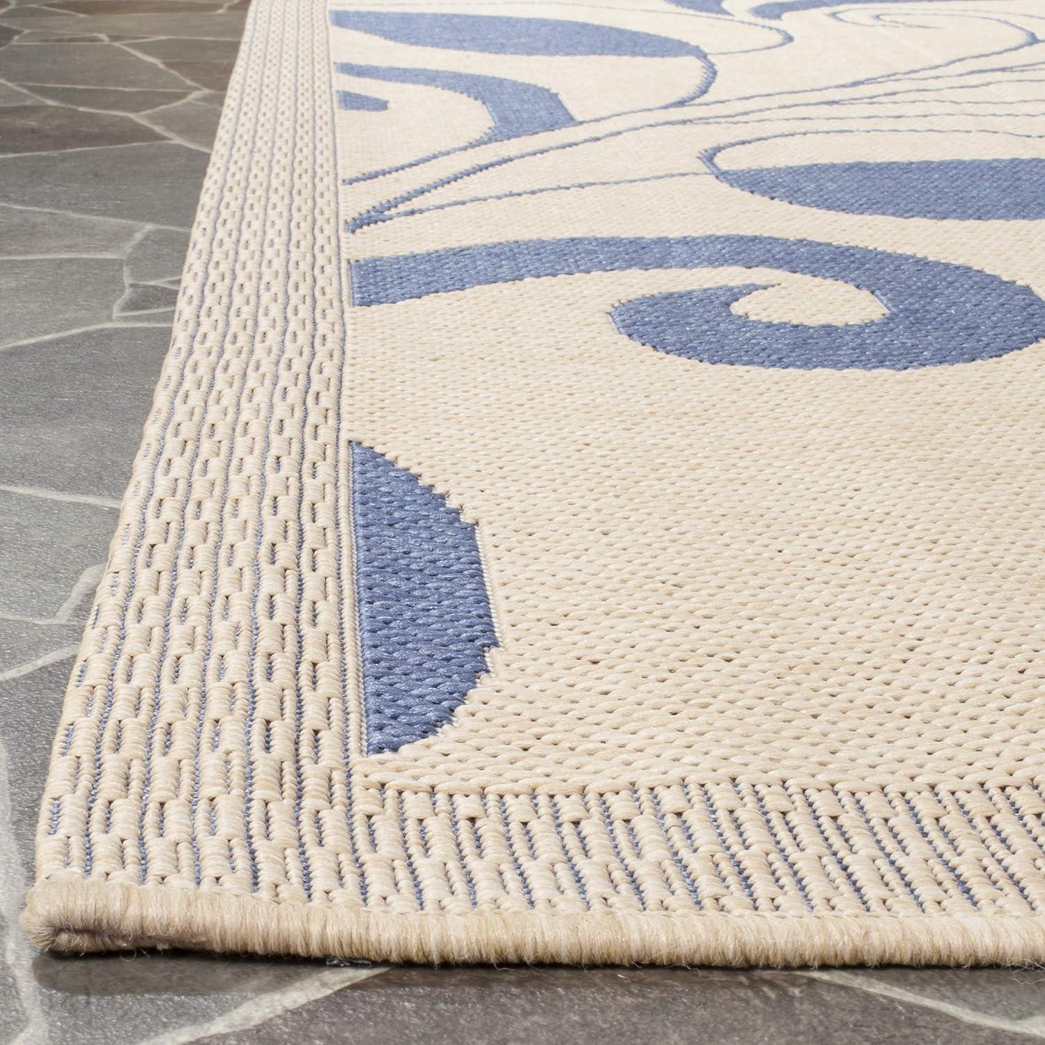 image:imageSAFAVIEH Washable Rug Outdoor Courtyard Collection 53 x 77 Chocolate amp Natural NonShedding amp Easy Cleaning Ideal for Patio Backyard Mudroom CY29613409NaturalBlue