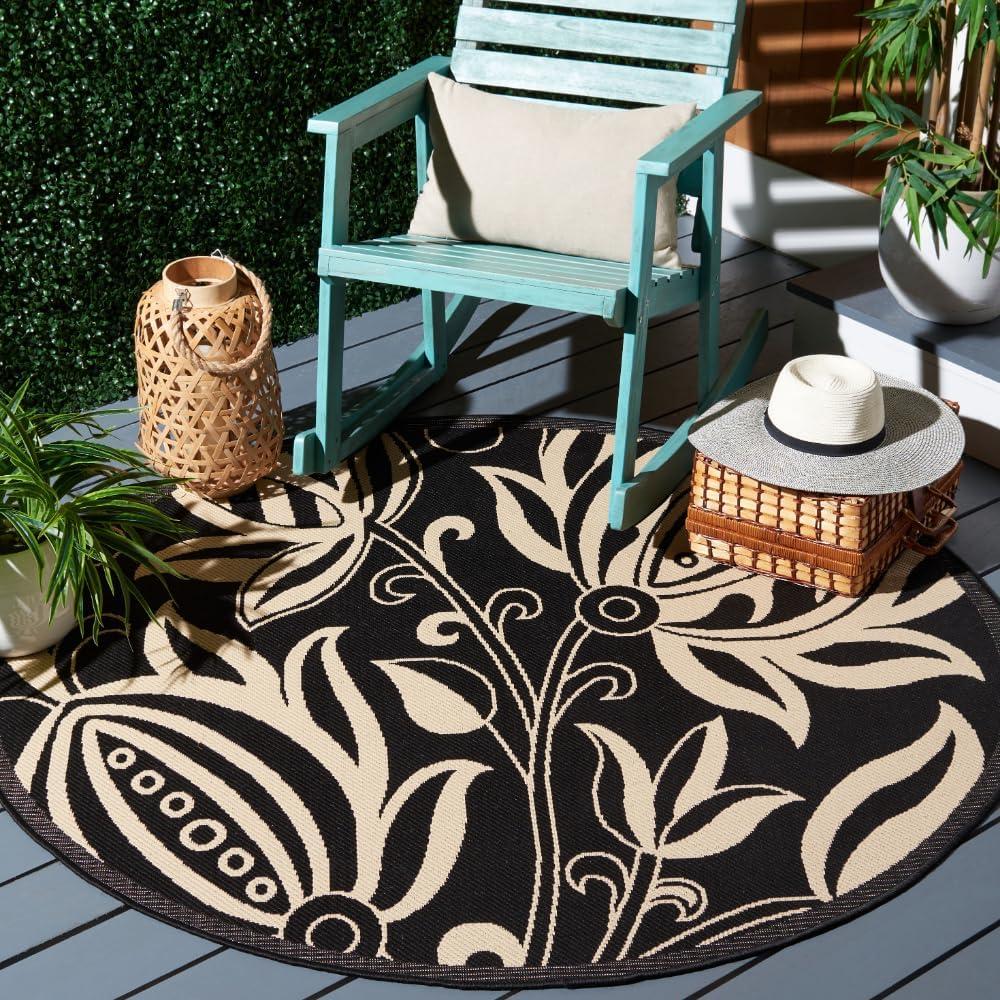 image:imageSAFAVIEH Washable Rug Outdoor Courtyard Collection 53 x 77 Chocolate amp Natural NonShedding amp Easy Cleaning Ideal for Patio Backyard Mudroom CY29613409BlackSand