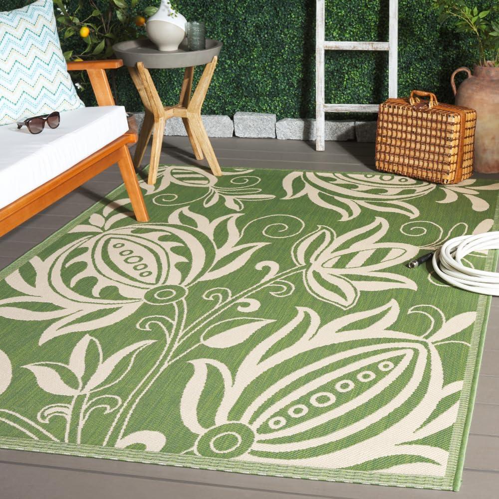 image:imageSAFAVIEH Washable Rug Outdoor Courtyard Collection 53 x 77 Chocolate amp Natural NonShedding amp Easy Cleaning Ideal for Patio Backyard Mudroom CY29613409OliveNatural