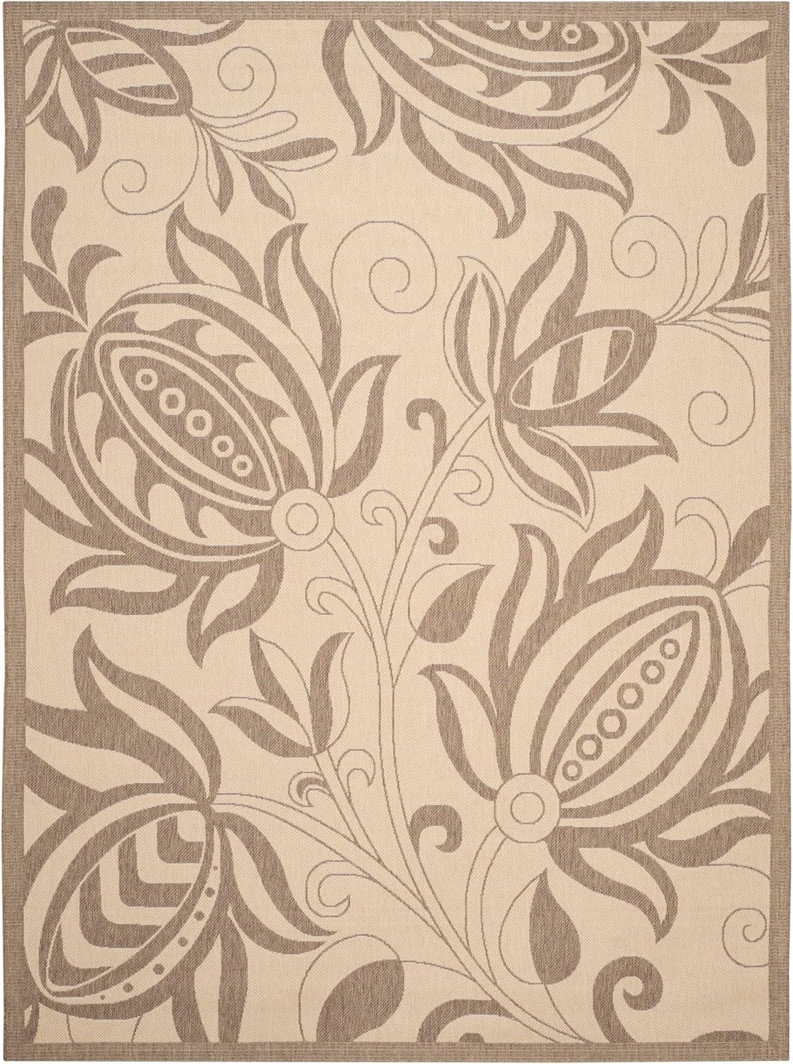 image:imageSAFAVIEH Washable Rug Outdoor Courtyard Collection 53 x 77 Chocolate amp Natural NonShedding amp Easy Cleaning Ideal for Patio Backyard Mudroom CY29613409NaturalBrown