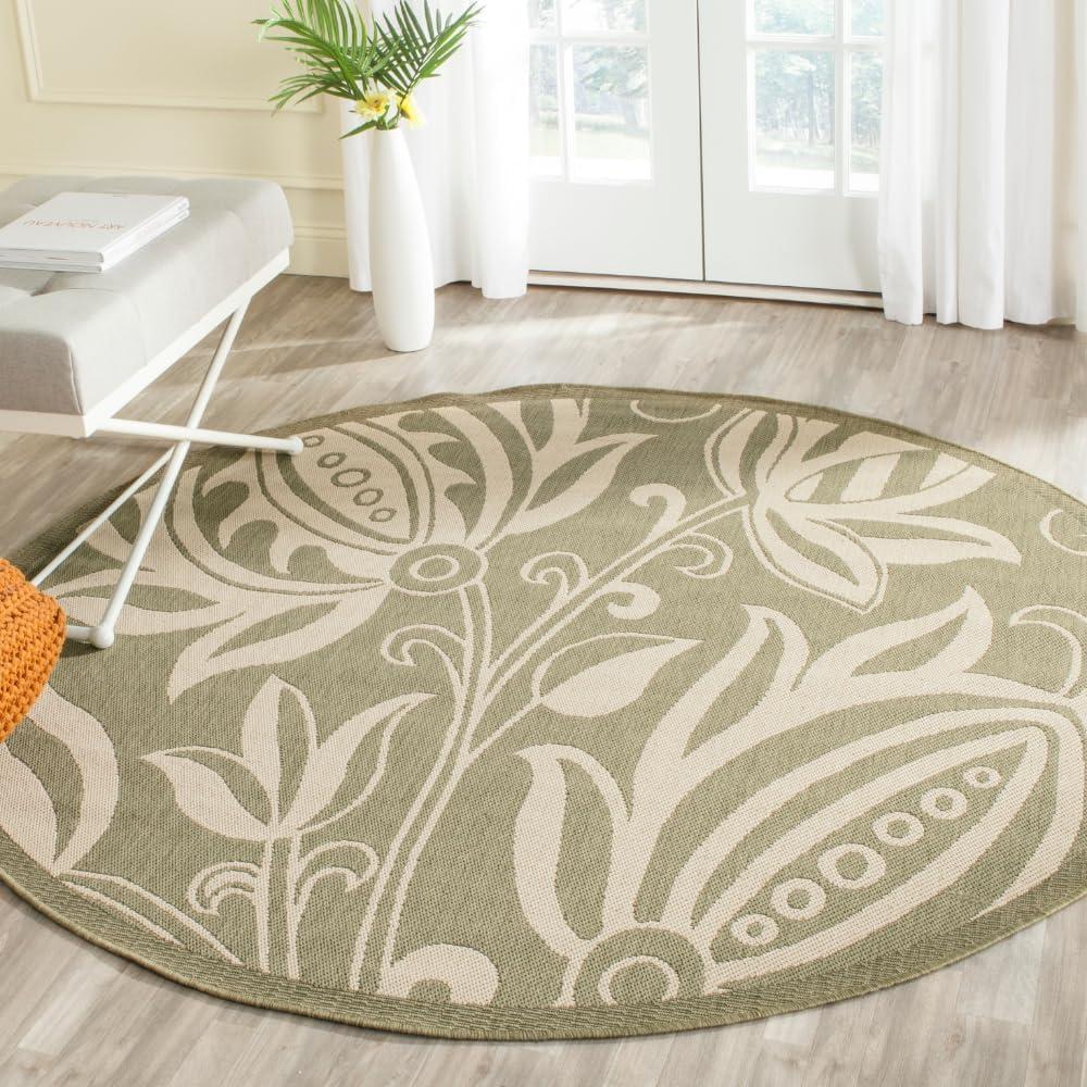 image:imageSAFAVIEH Washable Rug Outdoor Courtyard Collection 53 x 77 Chocolate amp Natural NonShedding amp Easy Cleaning Ideal for Patio Backyard Mudroom CY29613409OliveNatural