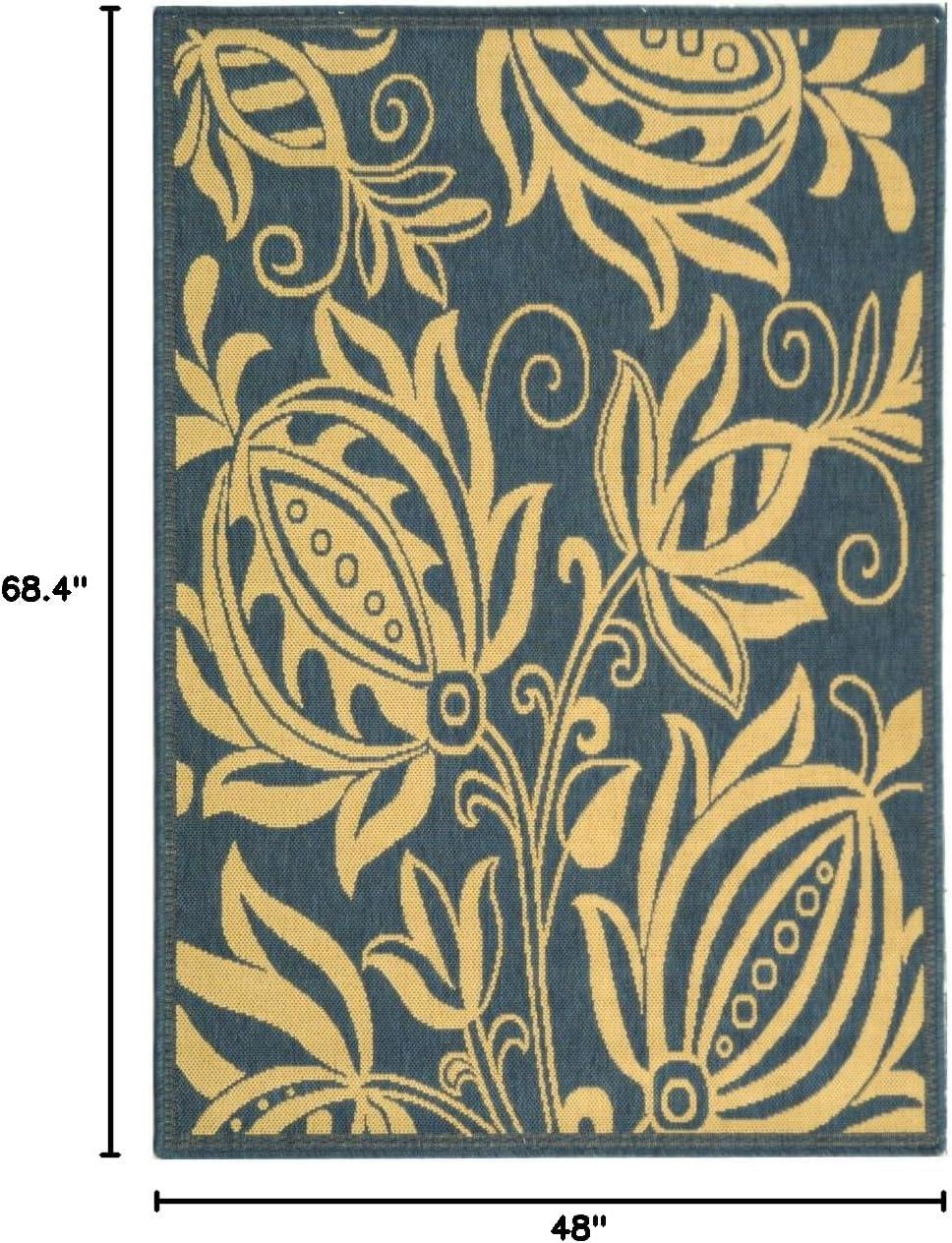 image:imageSAFAVIEH Washable Rug Outdoor Courtyard Collection 53 x 77 Chocolate amp Natural NonShedding amp Easy Cleaning Ideal for Patio Backyard Mudroom CY29613409BlueNatural