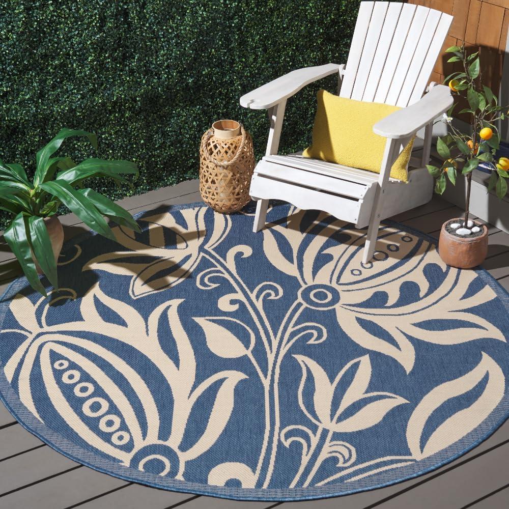 image:imageSAFAVIEH Washable Rug Outdoor Courtyard Collection 53 x 77 Chocolate amp Natural NonShedding amp Easy Cleaning Ideal for Patio Backyard Mudroom CY29613409BlueNatural