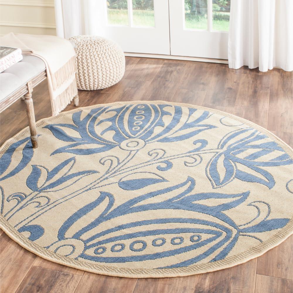 image:imageSAFAVIEH Washable Rug Outdoor Courtyard Collection 53 x 77 Chocolate amp Natural NonShedding amp Easy Cleaning Ideal for Patio Backyard Mudroom CY29613409NaturalBlue