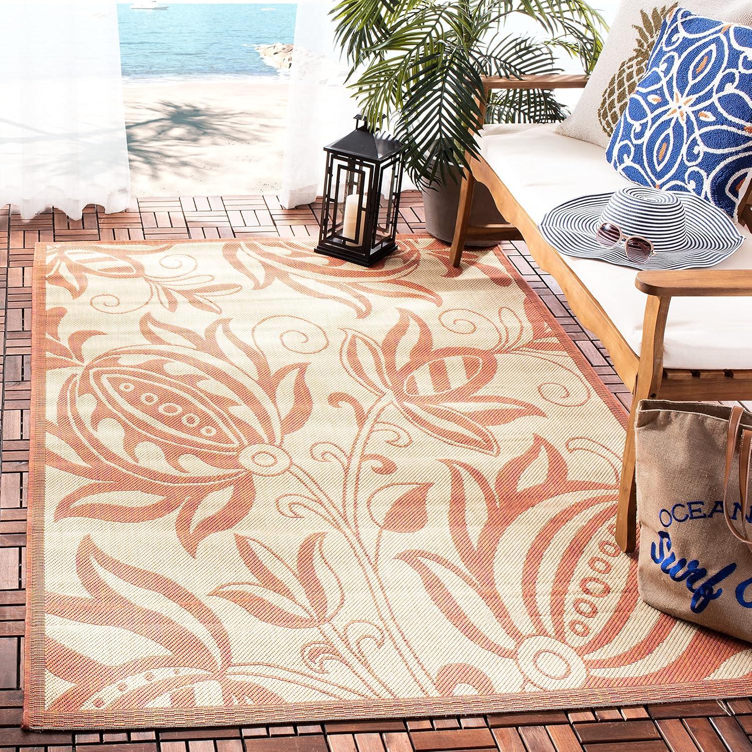 image:imageSAFAVIEH Washable Rug Outdoor Courtyard Collection 53 x 77 Chocolate amp Natural NonShedding amp Easy Cleaning Ideal for Patio Backyard Mudroom CY29613409NaturalTerra