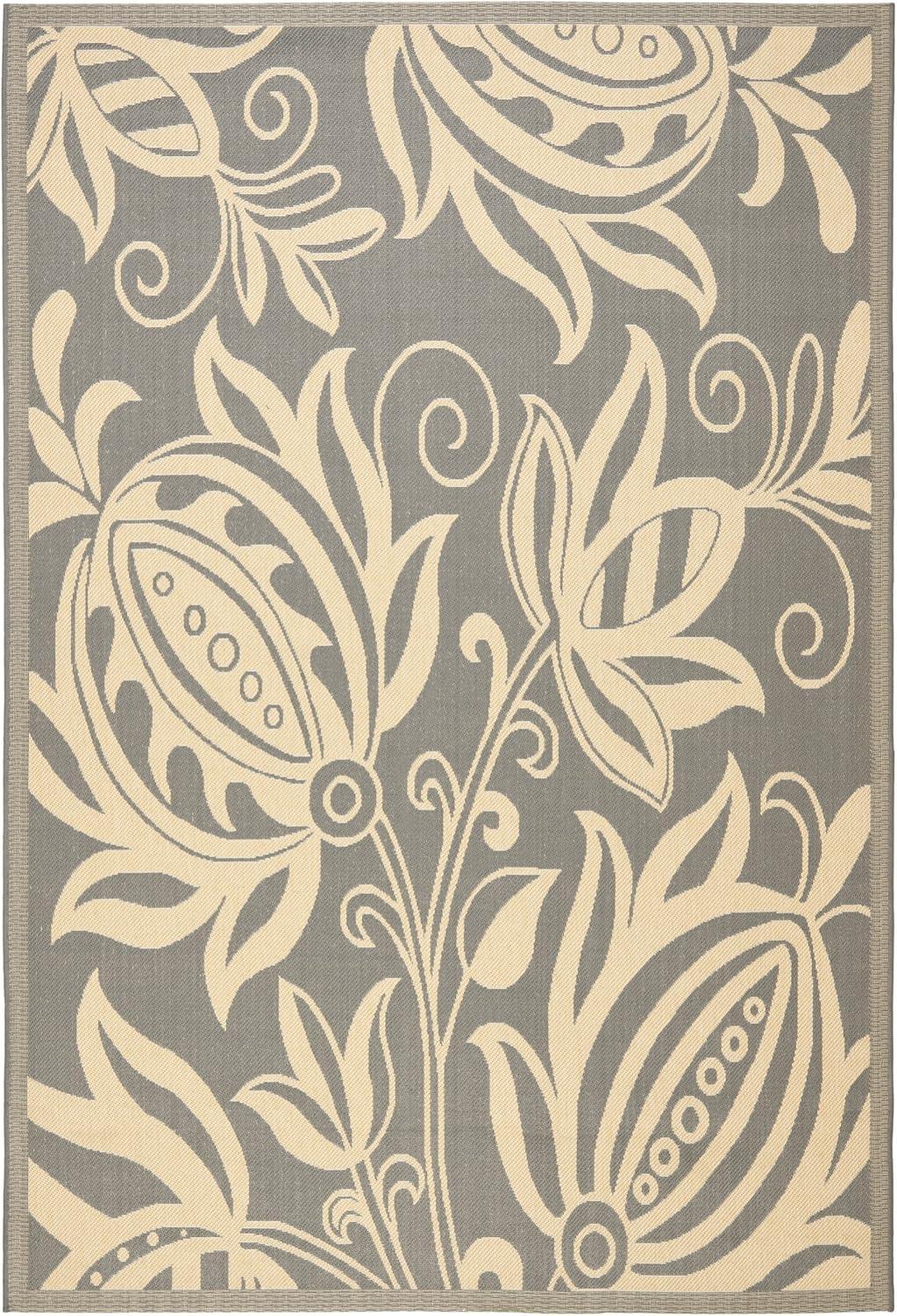 image:imageSAFAVIEH Washable Rug Outdoor Courtyard Collection 53 x 77 Chocolate amp Natural NonShedding amp Easy Cleaning Ideal for Patio Backyard Mudroom CY29613409GreyNatural
