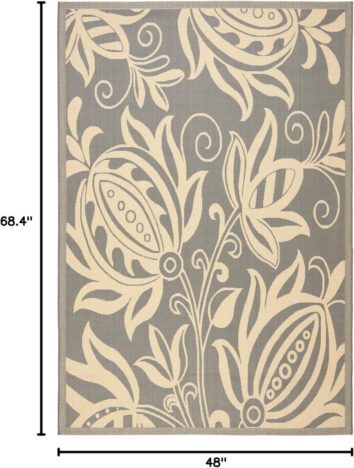 image:imageSAFAVIEH Washable Rug Outdoor Courtyard Collection 53 x 77 Chocolate amp Natural NonShedding amp Easy Cleaning Ideal for Patio Backyard Mudroom CY29613409GreyNatural