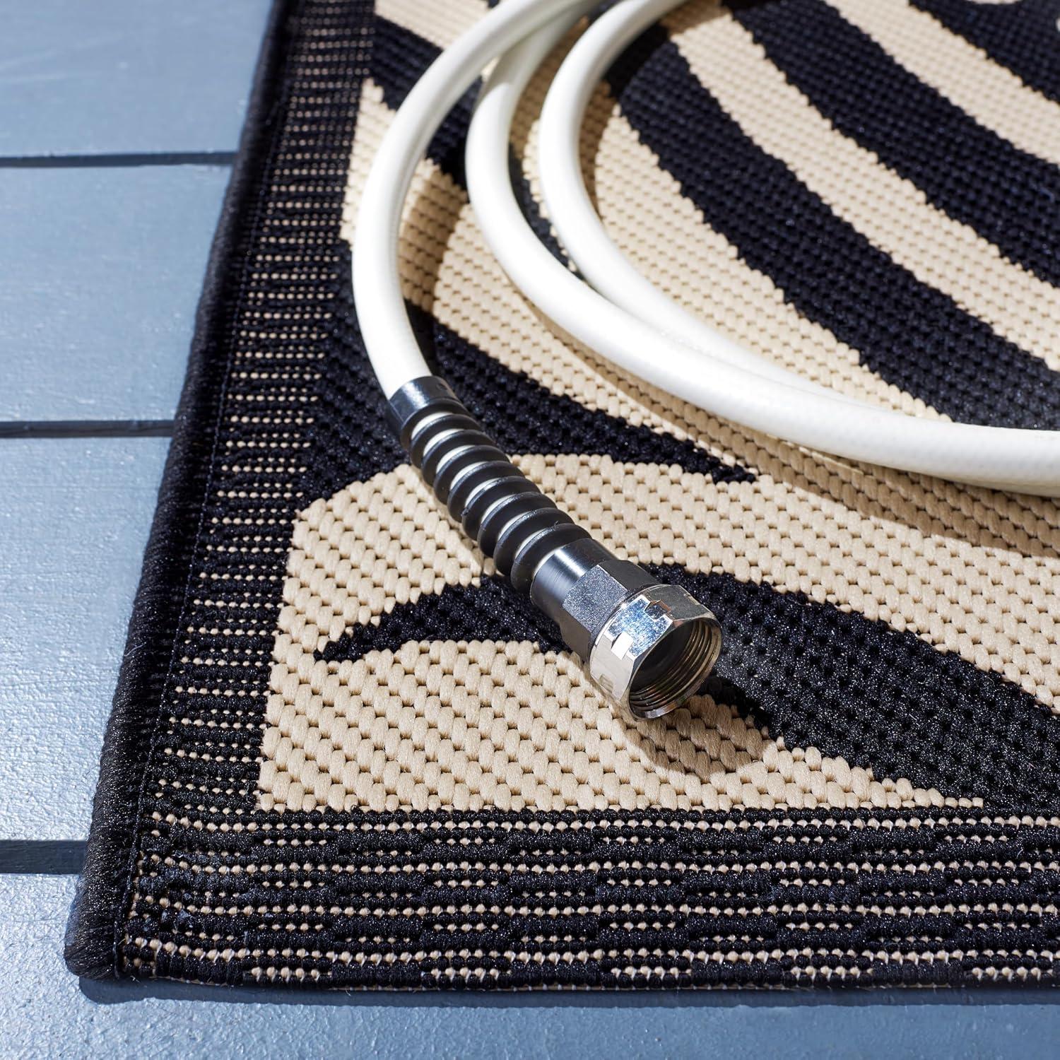 image:imageSAFAVIEH Washable Rug Outdoor Courtyard Collection 53 x 77 Chocolate amp Natural NonShedding amp Easy Cleaning Ideal for Patio Backyard Mudroom CY29613409BlackSand