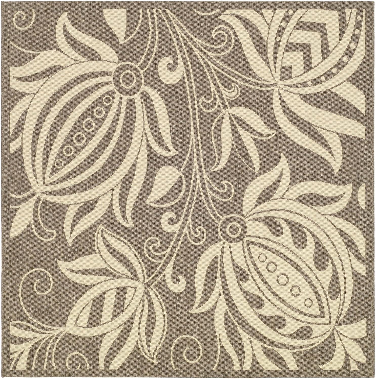 image:imageSAFAVIEH Washable Rug Outdoor Courtyard Collection 53 x 77 Chocolate amp Natural NonShedding amp Easy Cleaning Ideal for Patio Backyard Mudroom CY29613409BrownNatural