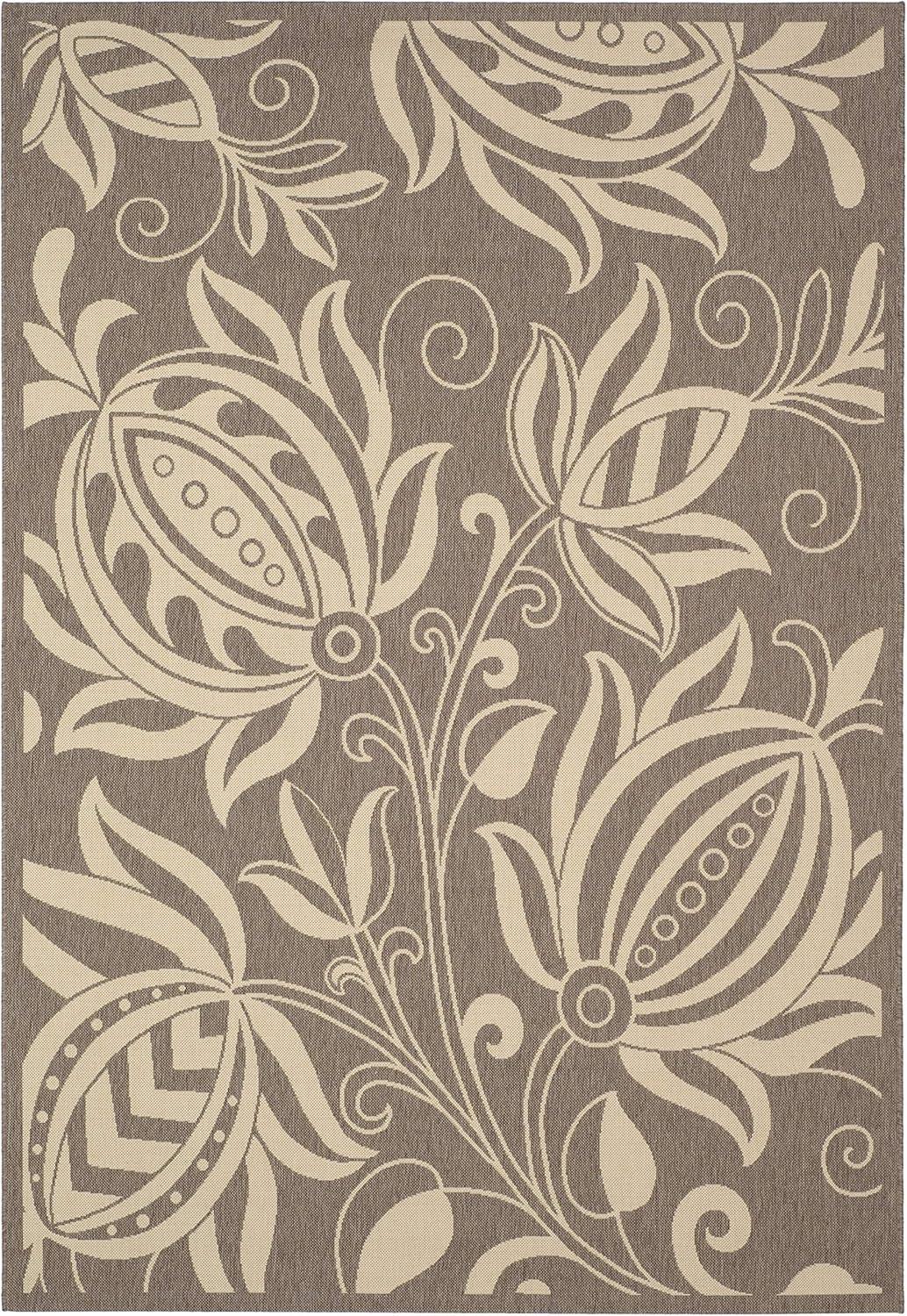 image:imageSAFAVIEH Washable Rug Outdoor Courtyard Collection 53 x 77 Chocolate amp Natural NonShedding amp Easy Cleaning Ideal for Patio Backyard Mudroom CY29613409BrownNatural