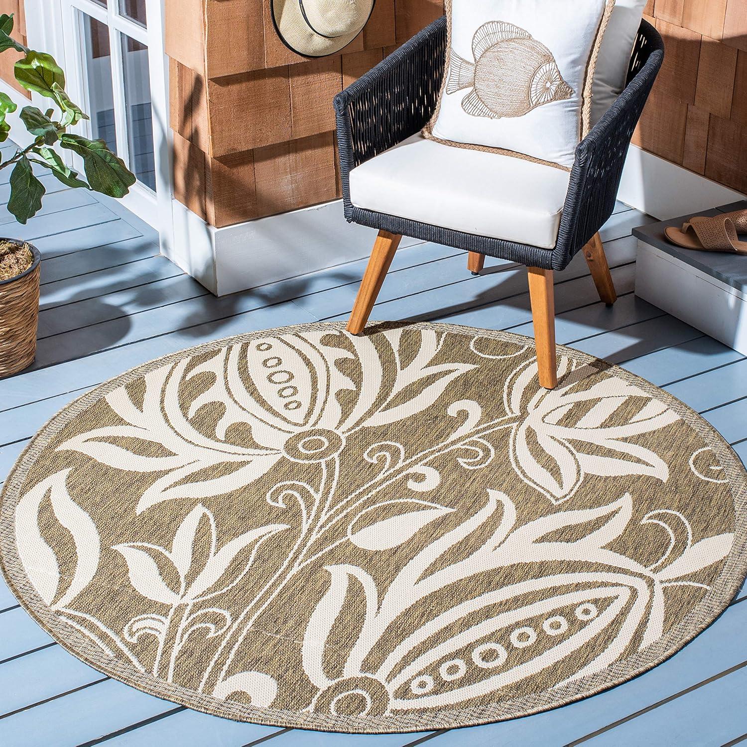 image:imageSAFAVIEH Washable Rug Outdoor Courtyard Collection 53 x 77 Chocolate amp Natural NonShedding amp Easy Cleaning Ideal for Patio Backyard Mudroom CY29613409BrownNatural