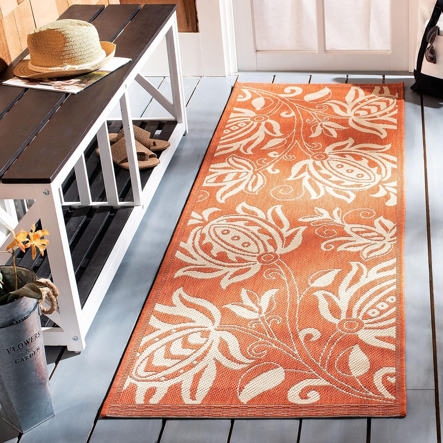 image:imageSAFAVIEH Washable Rug Outdoor Courtyard Collection 53 x 77 Chocolate amp Natural NonShedding amp Easy Cleaning Ideal for Patio Backyard Mudroom CY29613409TerracottaNatural