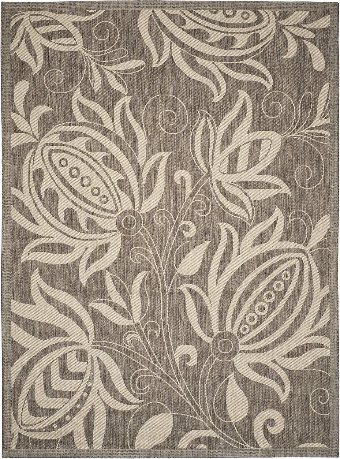image:imageSAFAVIEH Washable Rug Outdoor Courtyard Collection 53 x 77 Chocolate amp Natural NonShedding amp Easy Cleaning Ideal for Patio Backyard Mudroom CY29613409BrownNatural