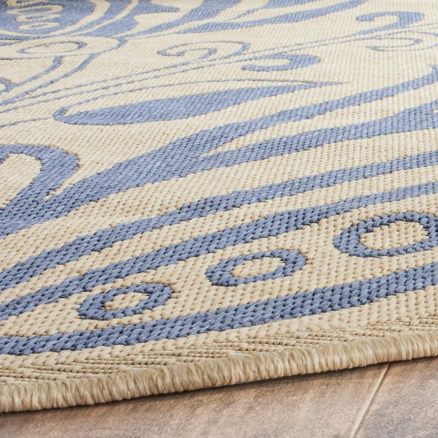 image:imageSAFAVIEH Washable Rug Outdoor Courtyard Collection 53 x 77 Chocolate amp Natural NonShedding amp Easy Cleaning Ideal for Patio Backyard Mudroom CY29613409NaturalBlue