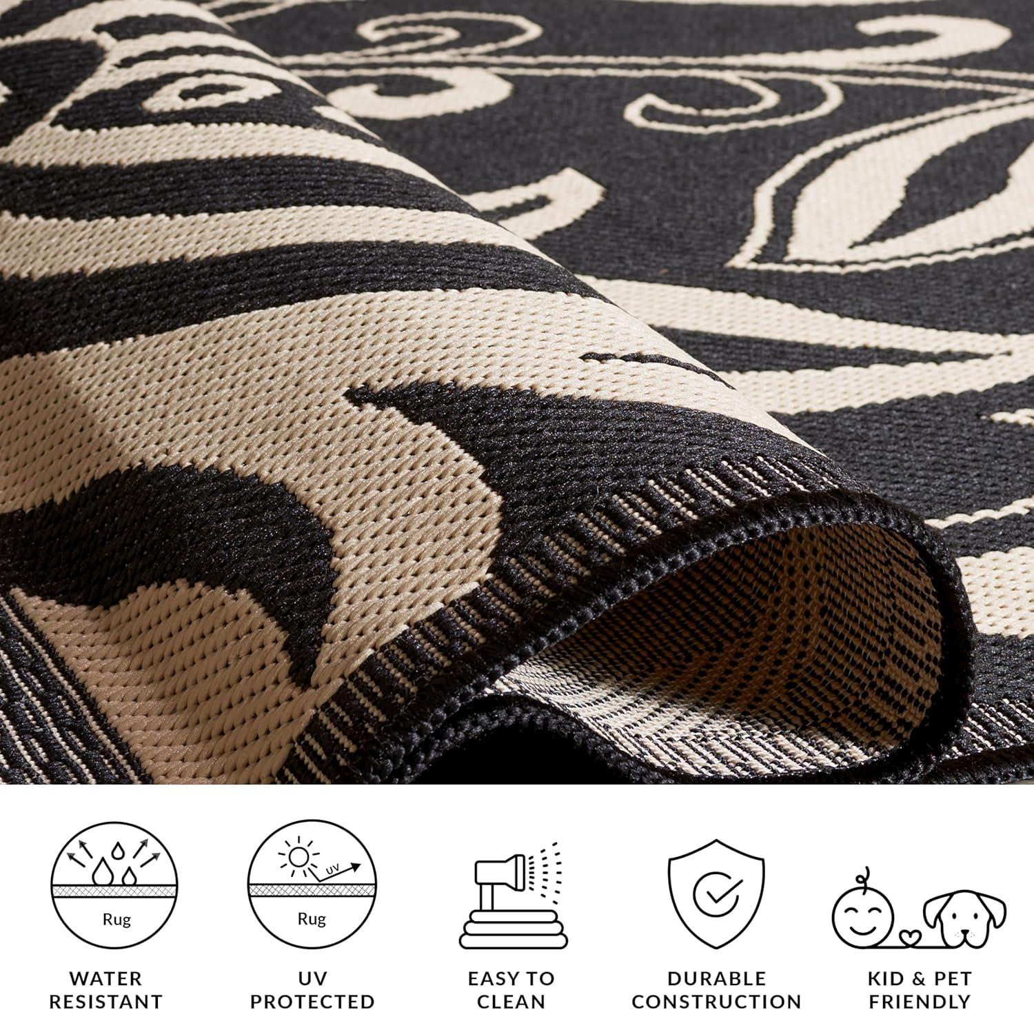 image:imageSAFAVIEH Washable Rug Outdoor Courtyard Collection 53 x 77 Chocolate amp Natural NonShedding amp Easy Cleaning Ideal for Patio Backyard Mudroom CY29613409BlackSand