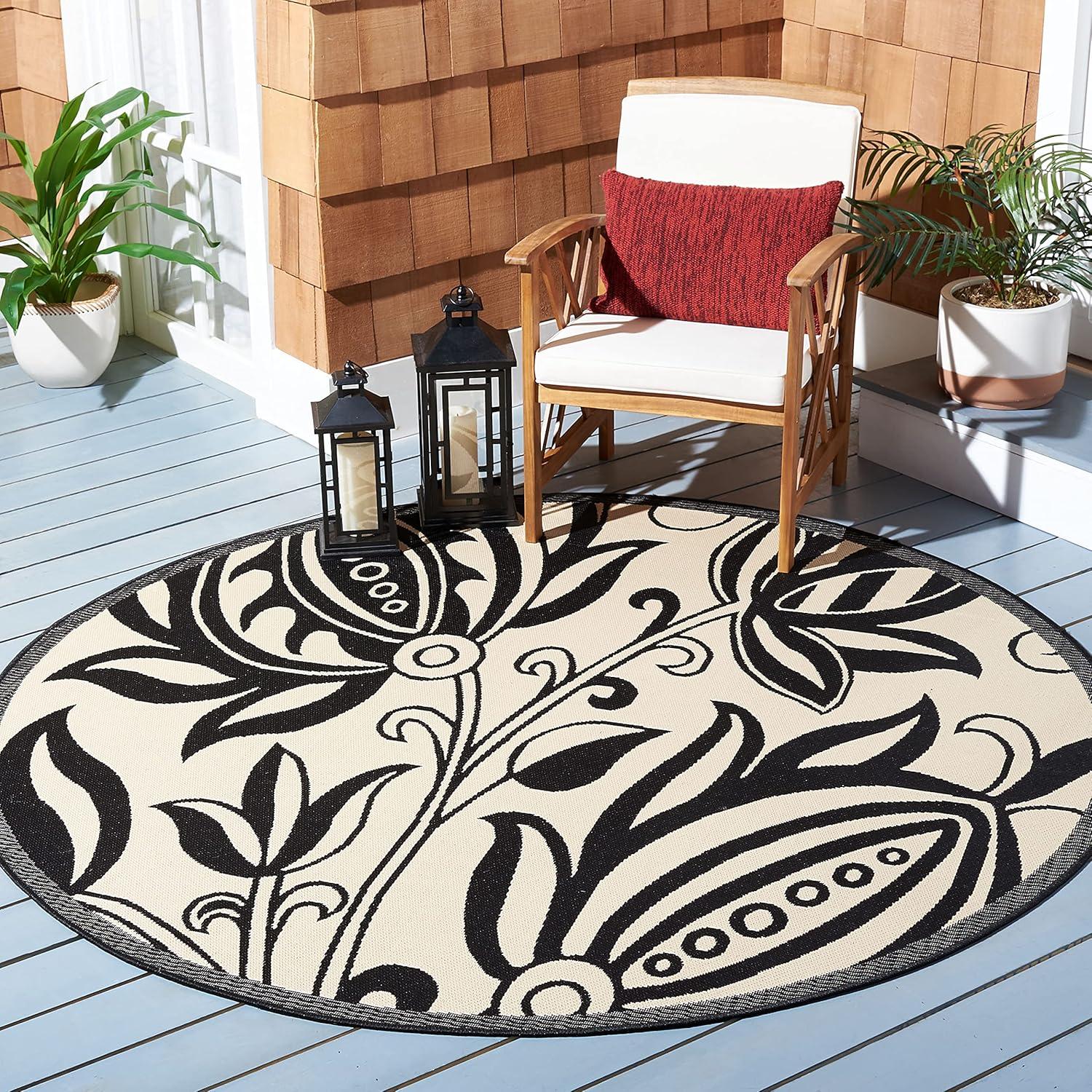 image:imageSAFAVIEH Washable Rug Outdoor Courtyard Collection 53 x 77 Chocolate amp Natural NonShedding amp Easy Cleaning Ideal for Patio Backyard Mudroom CY29613409SandBlack