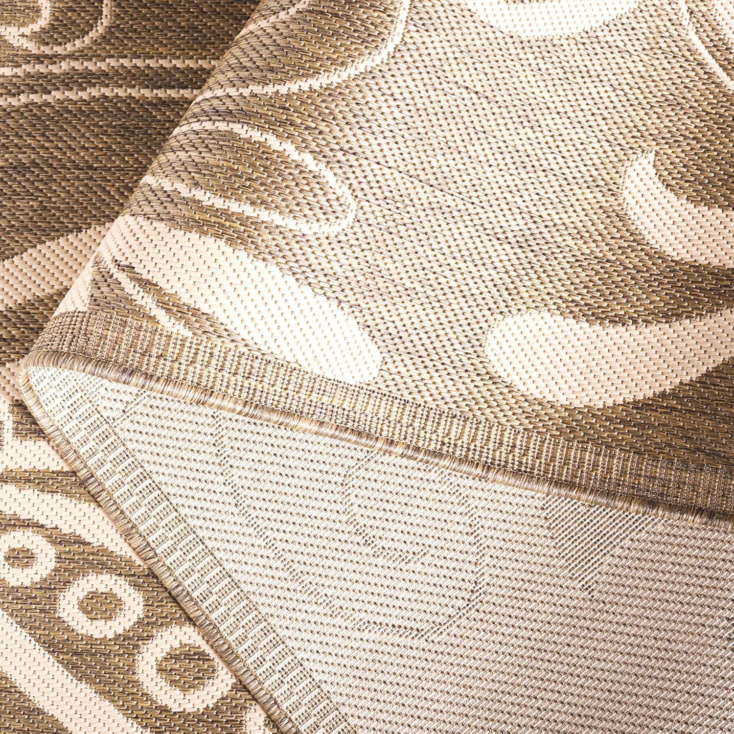 image:imageSAFAVIEH Washable Rug Outdoor Courtyard Collection 53 x 77 Chocolate amp Natural NonShedding amp Easy Cleaning Ideal for Patio Backyard Mudroom CY29613409BrownNatural