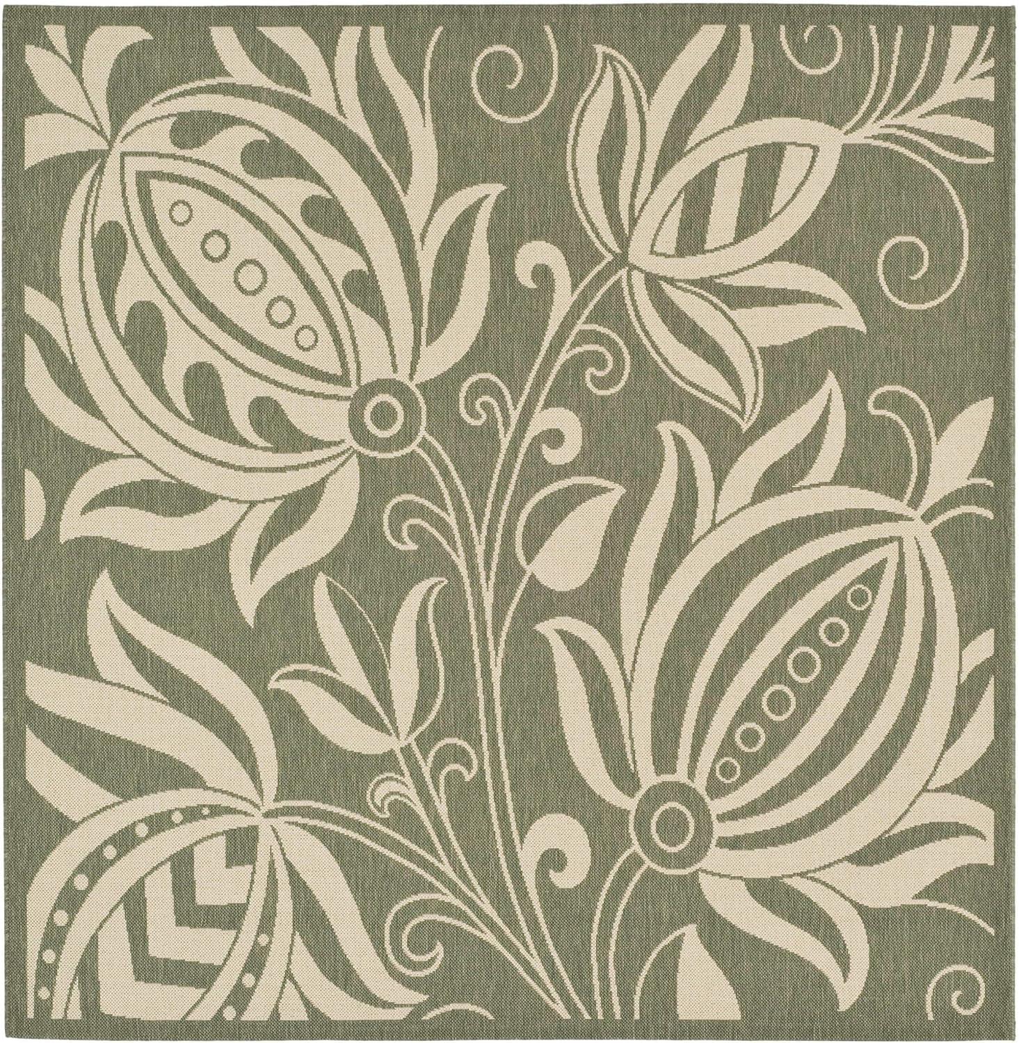 image:imageSAFAVIEH Washable Rug Outdoor Courtyard Collection 53 x 77 Chocolate amp Natural NonShedding amp Easy Cleaning Ideal for Patio Backyard Mudroom CY29613409OliveNatural