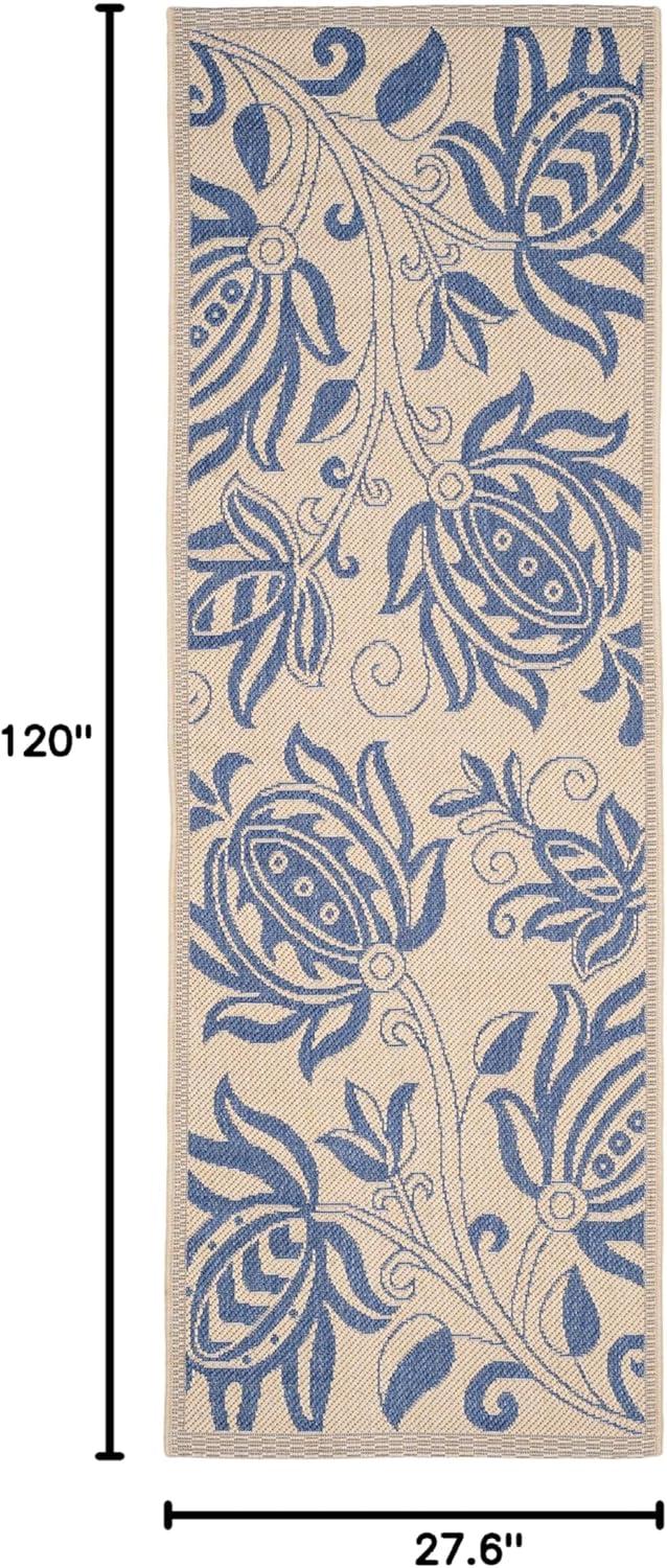 image:imageSAFAVIEH Washable Rug Outdoor Courtyard Collection 53 x 77 Chocolate amp Natural NonShedding amp Easy Cleaning Ideal for Patio Backyard Mudroom CY29613409NaturalBlue