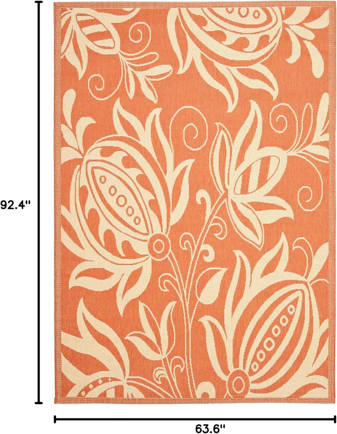 image:imageSAFAVIEH Washable Rug Outdoor Courtyard Collection 53 x 77 Chocolate amp Natural NonShedding amp Easy Cleaning Ideal for Patio Backyard Mudroom CY29613409TerracottaNatural