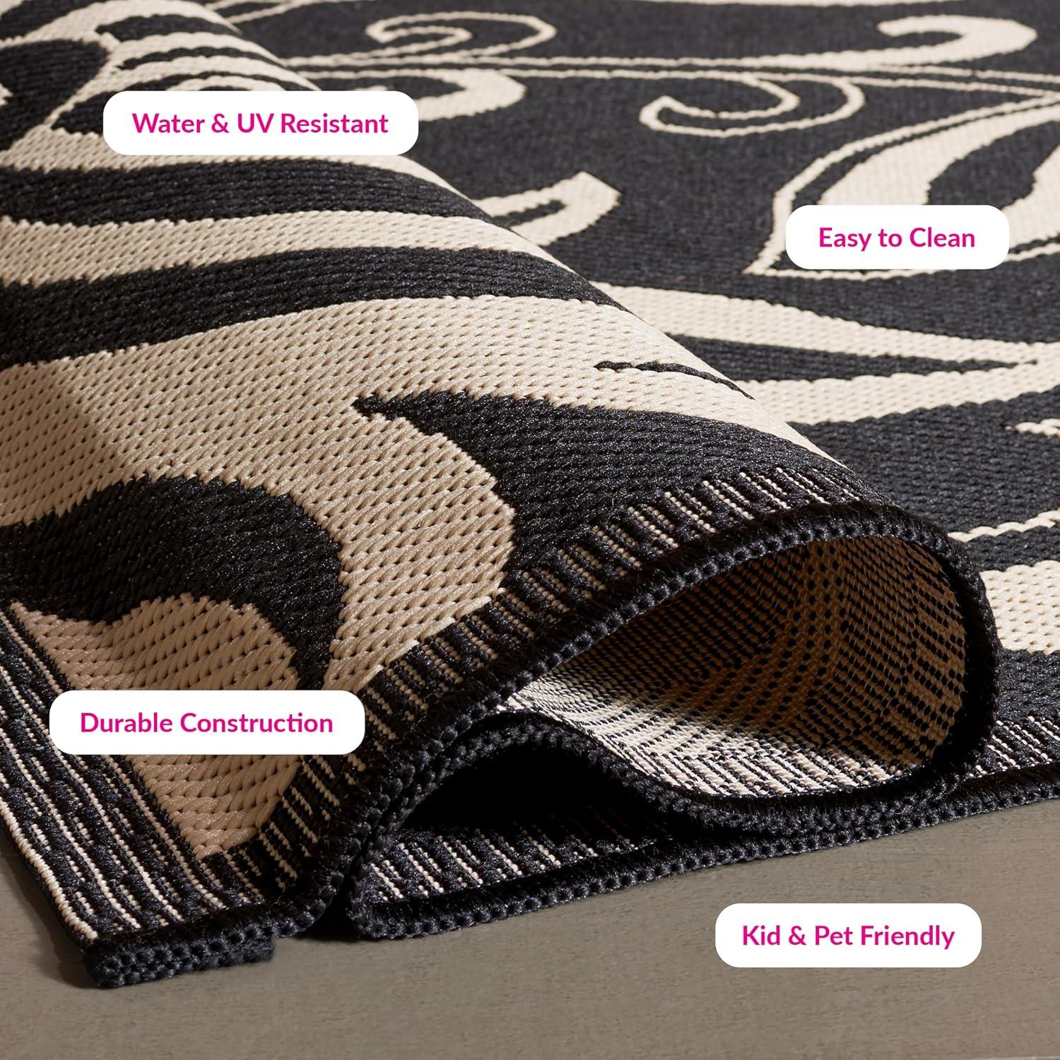 image:imageSAFAVIEH Washable Rug Outdoor Courtyard Collection 53 x 77 Chocolate amp Natural NonShedding amp Easy Cleaning Ideal for Patio Backyard Mudroom CY29613409BlackSand