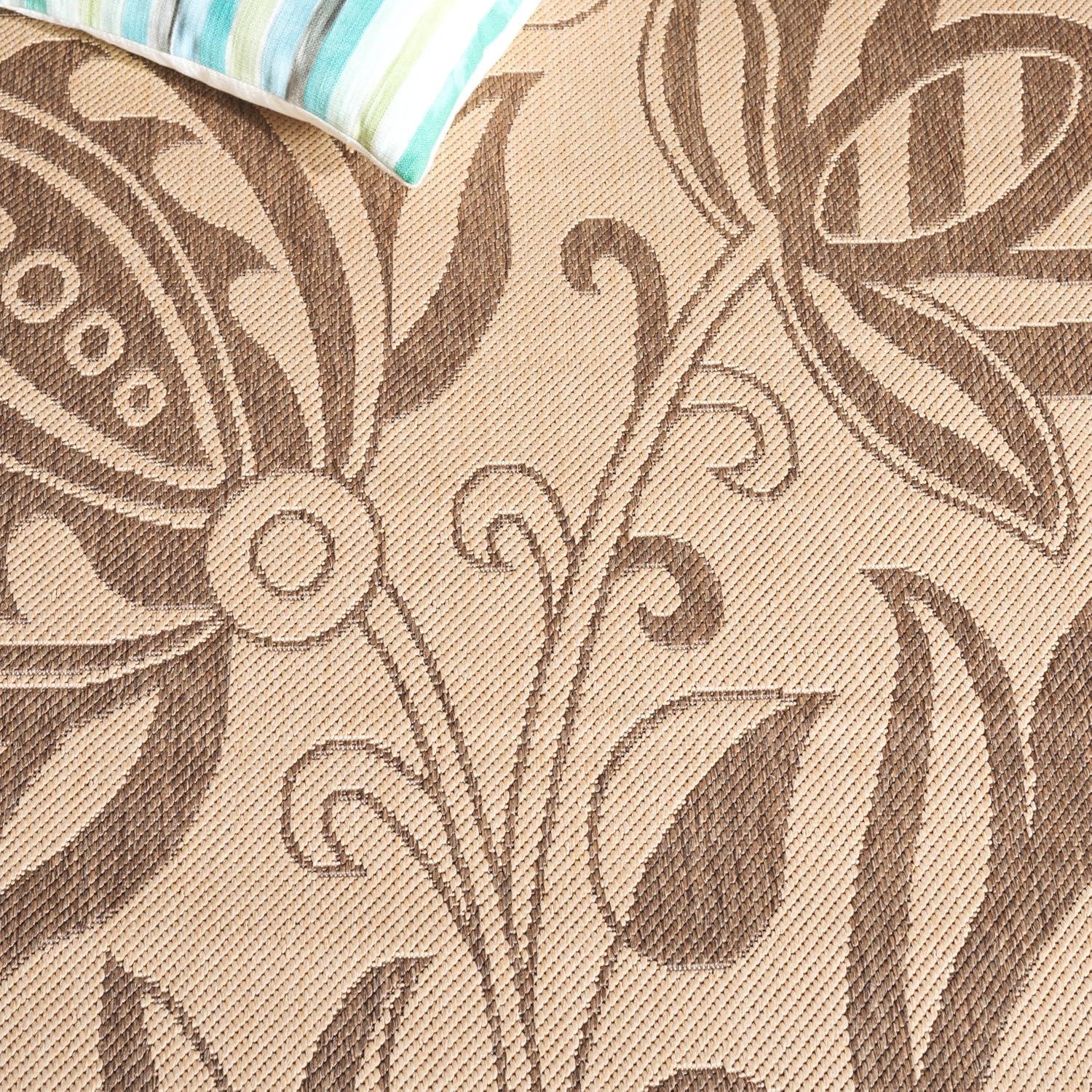 image:imageSAFAVIEH Washable Rug Outdoor Courtyard Collection 53 x 77 Chocolate amp Natural NonShedding amp Easy Cleaning Ideal for Patio Backyard Mudroom CY29613409NaturalBrown