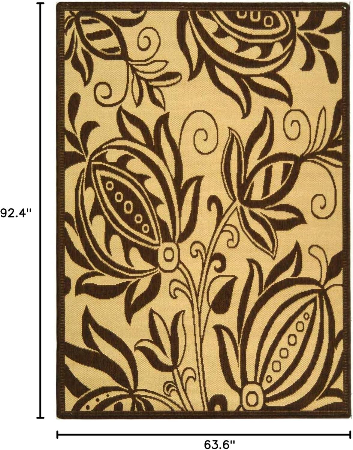 image:imageSAFAVIEH Washable Rug Outdoor Courtyard Collection 53 x 77 Chocolate amp Natural NonShedding amp Easy Cleaning Ideal for Patio Backyard Mudroom CY29613409NaturalBrown