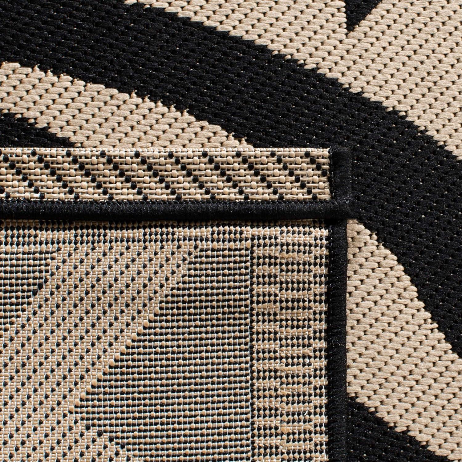image:imageSAFAVIEH Washable Rug Outdoor Courtyard Collection 53 x 77 Chocolate amp Natural NonShedding amp Easy Cleaning Ideal for Patio Backyard Mudroom CY29613409SandBlack