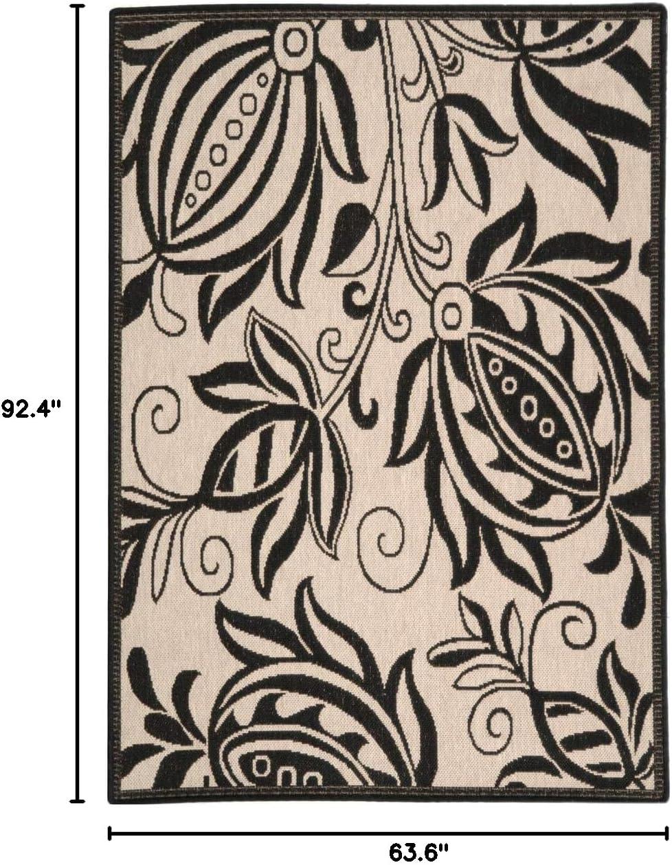 image:imageSAFAVIEH Washable Rug Outdoor Courtyard Collection 53 x 77 Chocolate amp Natural NonShedding amp Easy Cleaning Ideal for Patio Backyard Mudroom CY29613409SandBlack