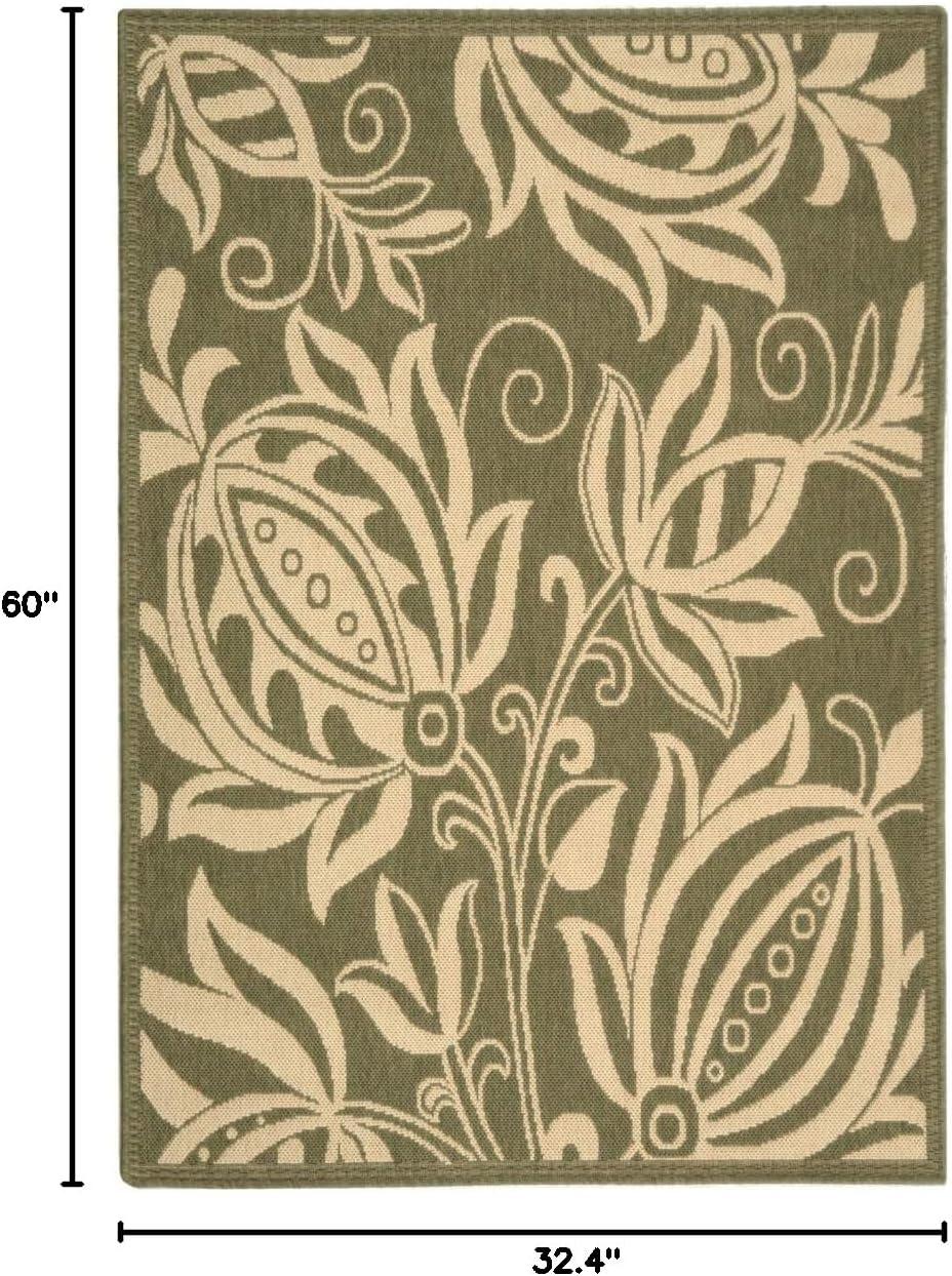 image:imageSAFAVIEH Washable Rug Outdoor Courtyard Collection 53 x 77 Chocolate amp Natural NonShedding amp Easy Cleaning Ideal for Patio Backyard Mudroom CY29613409OliveNatural