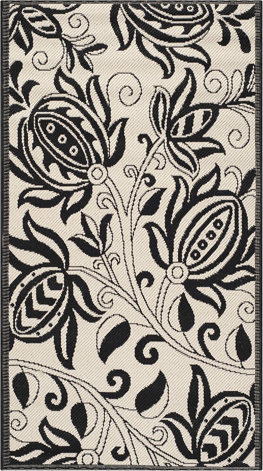 image:imageSAFAVIEH Washable Rug Outdoor Courtyard Collection 53 x 77 Chocolate amp Natural NonShedding amp Easy Cleaning Ideal for Patio Backyard Mudroom CY29613409SandBlack