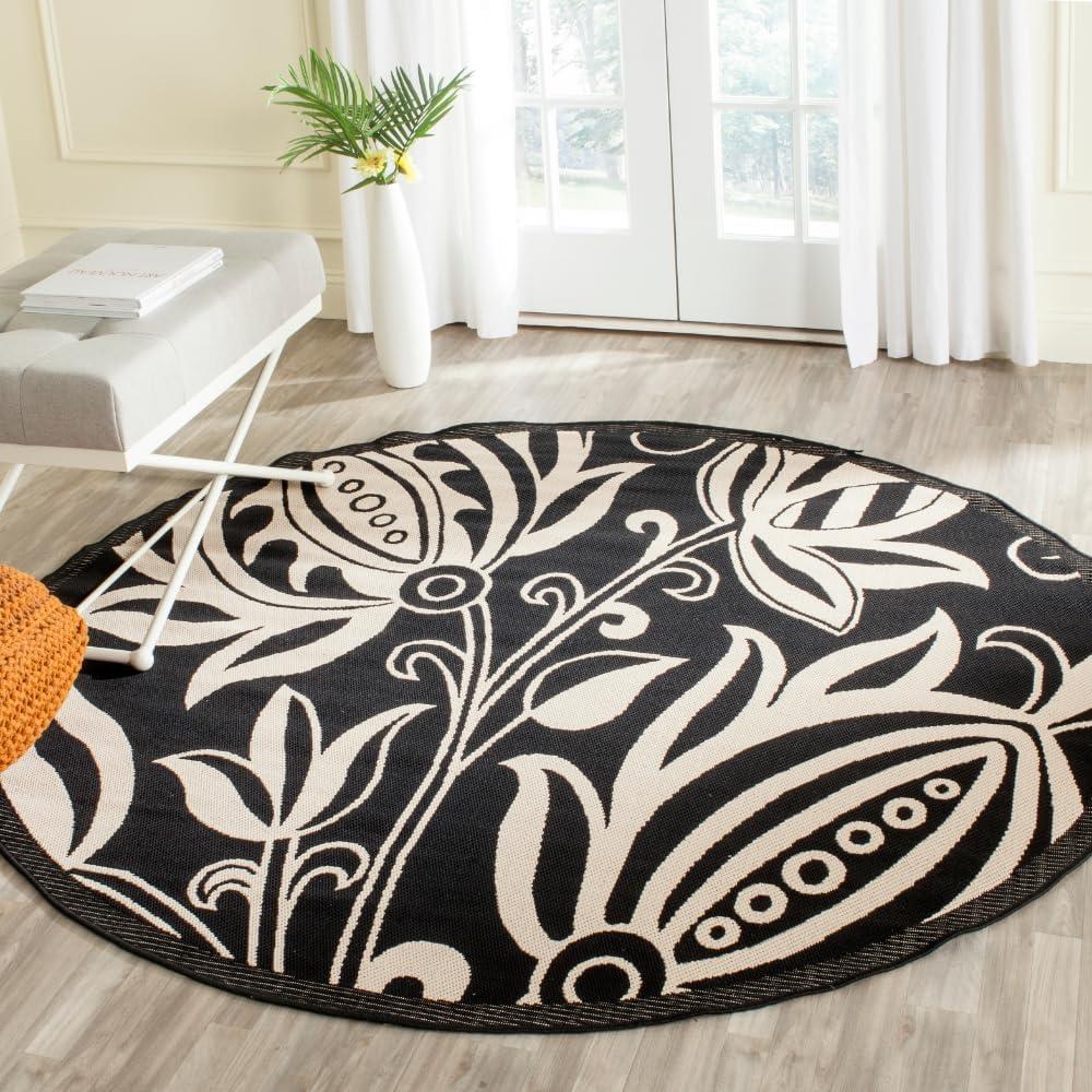 image:imageSAFAVIEH Washable Rug Outdoor Courtyard Collection 53 x 77 Chocolate amp Natural NonShedding amp Easy Cleaning Ideal for Patio Backyard Mudroom CY29613409BlackSand
