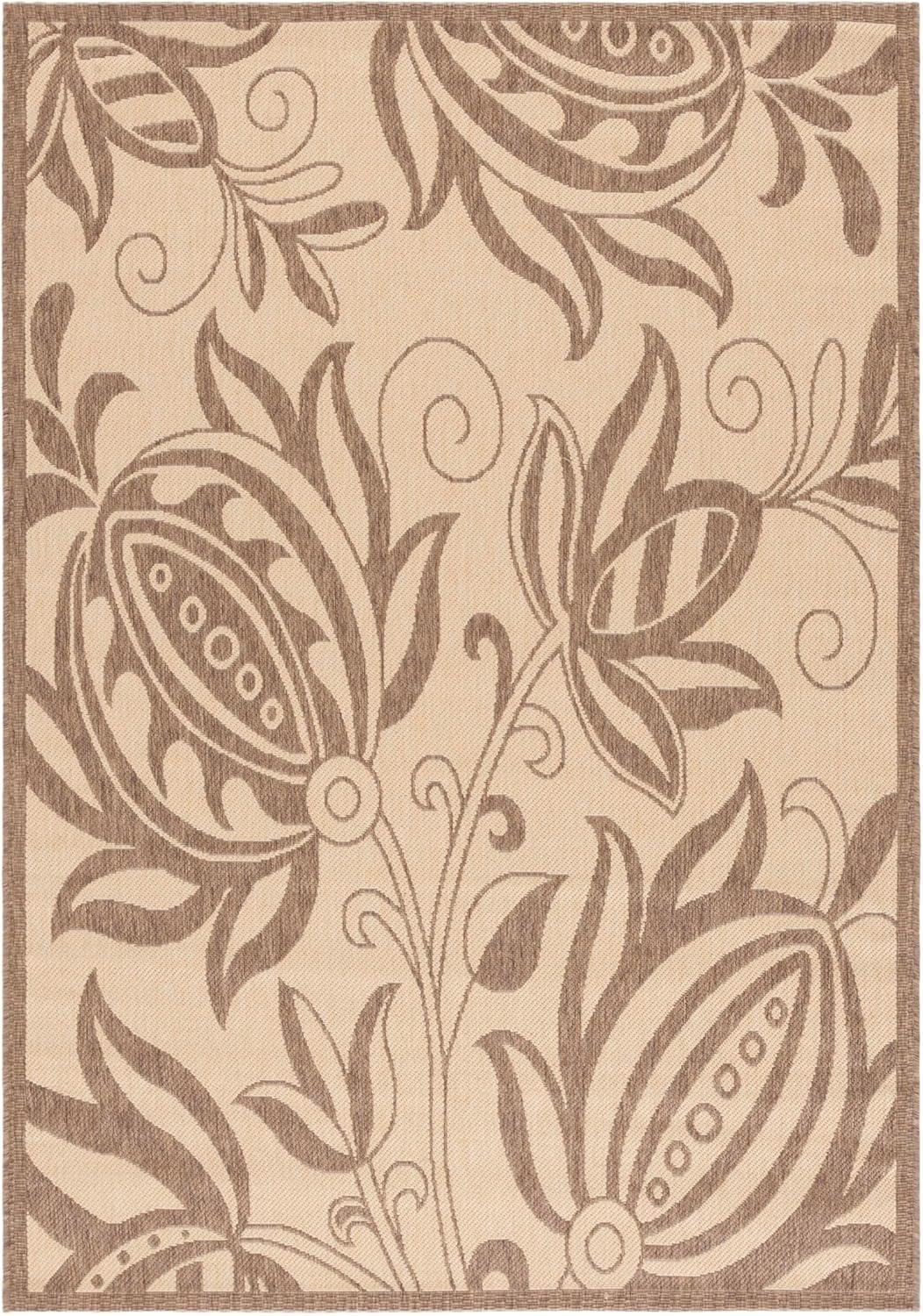 image:imageSAFAVIEH Washable Rug Outdoor Courtyard Collection 53 x 77 Chocolate amp Natural NonShedding amp Easy Cleaning Ideal for Patio Backyard Mudroom CY29613409NaturalBrown