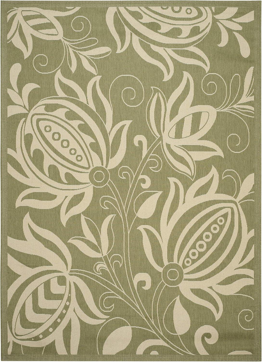 image:imageSAFAVIEH Washable Rug Outdoor Courtyard Collection 53 x 77 Chocolate amp Natural NonShedding amp Easy Cleaning Ideal for Patio Backyard Mudroom CY29613409OliveNatural