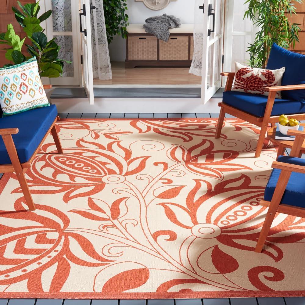 image:imageSAFAVIEH Washable Rug Outdoor Courtyard Collection 53 x 77 Chocolate amp Natural NonShedding amp Easy Cleaning Ideal for Patio Backyard Mudroom CY29613409NaturalTerra