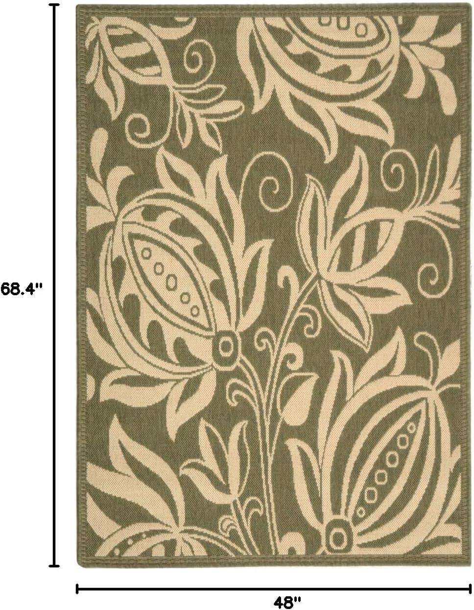 image:imageSAFAVIEH Washable Rug Outdoor Courtyard Collection 53 x 77 Chocolate amp Natural NonShedding amp Easy Cleaning Ideal for Patio Backyard Mudroom CY29613409OliveNatural